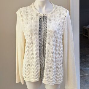 Chico's silver metallic trim cardigan size 2  Medium 12